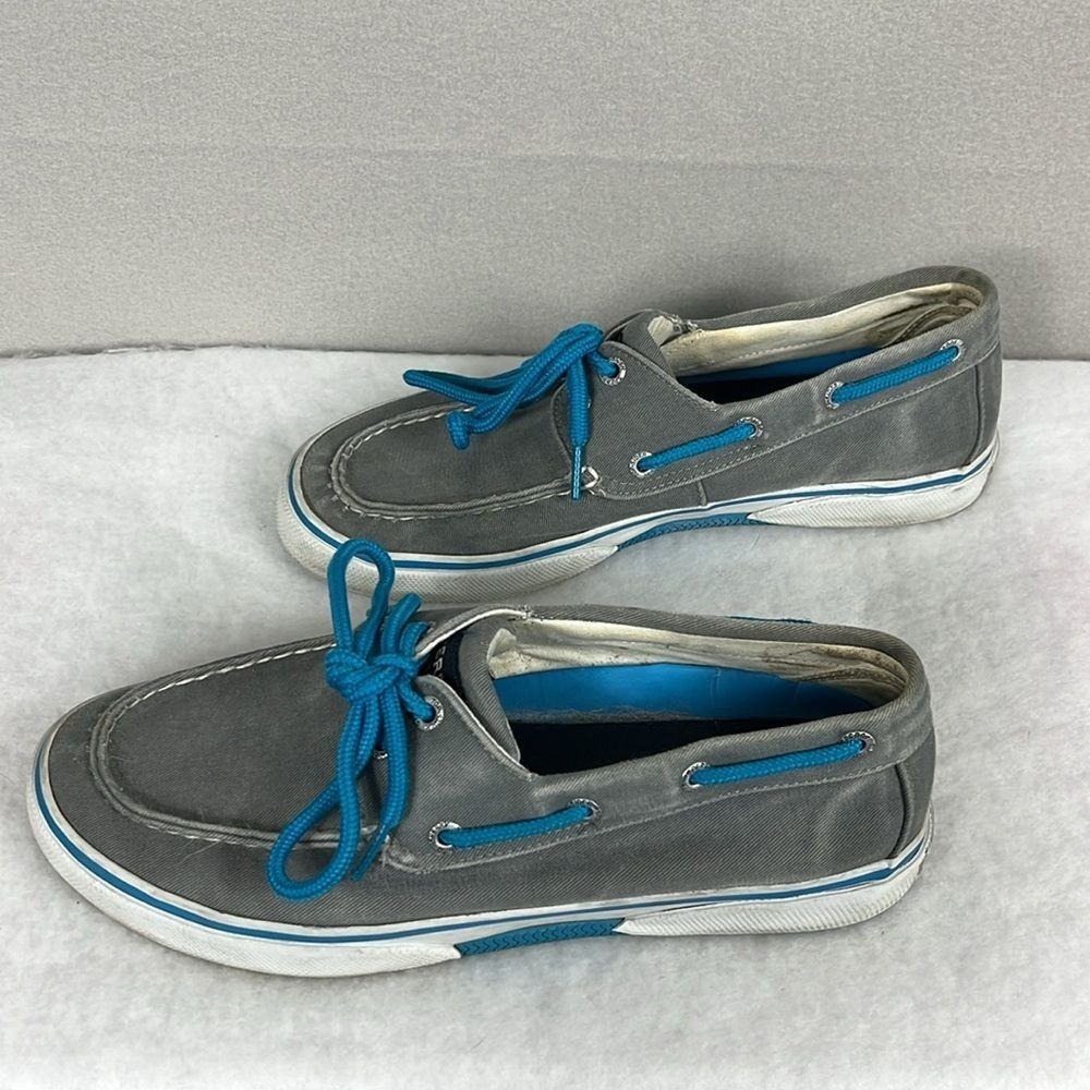Sperry Top Sider Canvas Boat Shoes Mens Size 8M Grey Blue - Picture 3 of 9